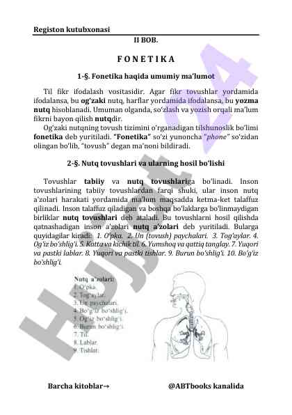Fonetika tushunchalari va nutq tovushlari
