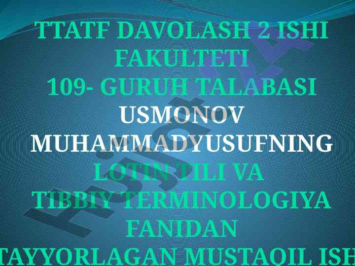 Lotin tili va tibbiy terminologiya olmoshlar