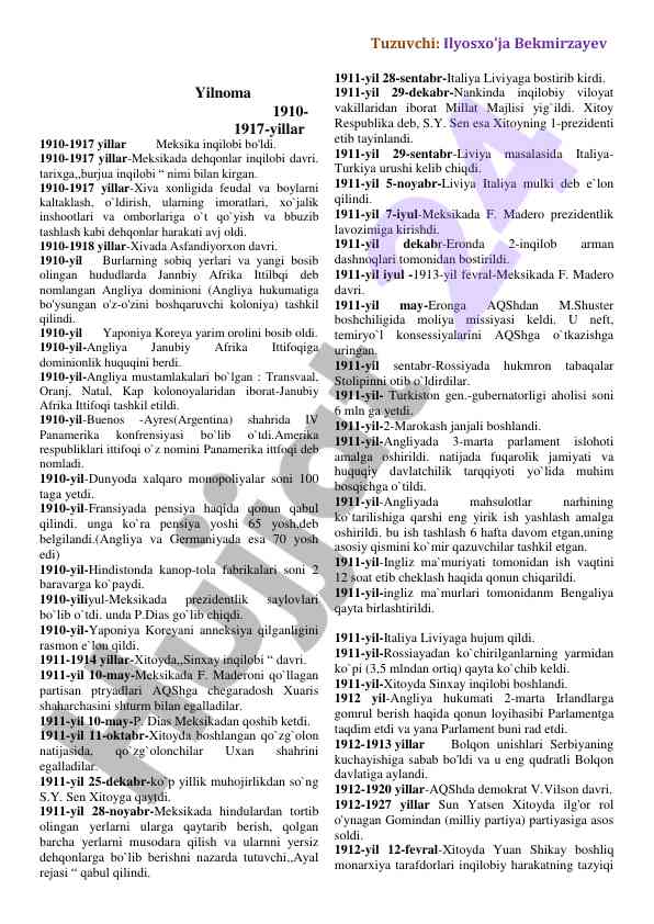 Meksika inqilobi davrida tarixiy voqealar