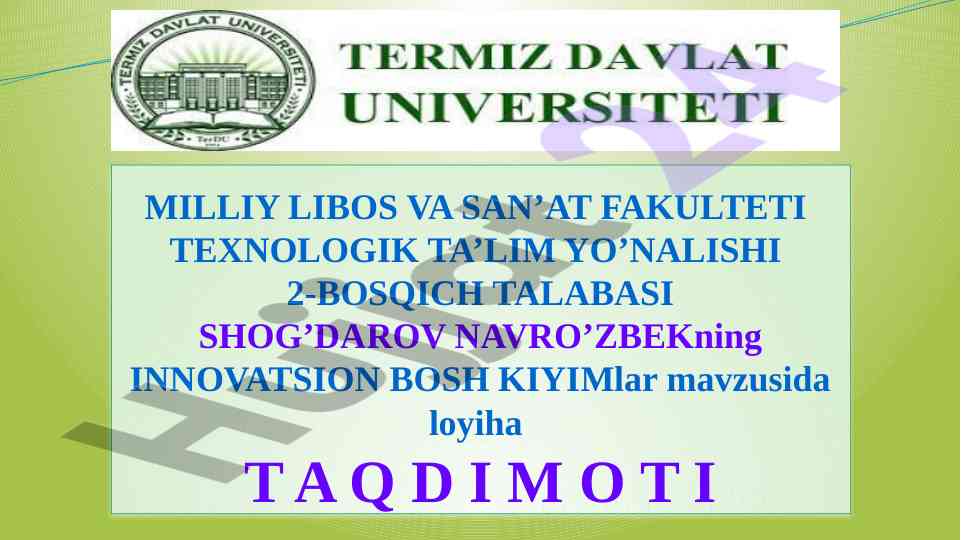Innovatsion bosh kiyimlarni yasalish jarayoni