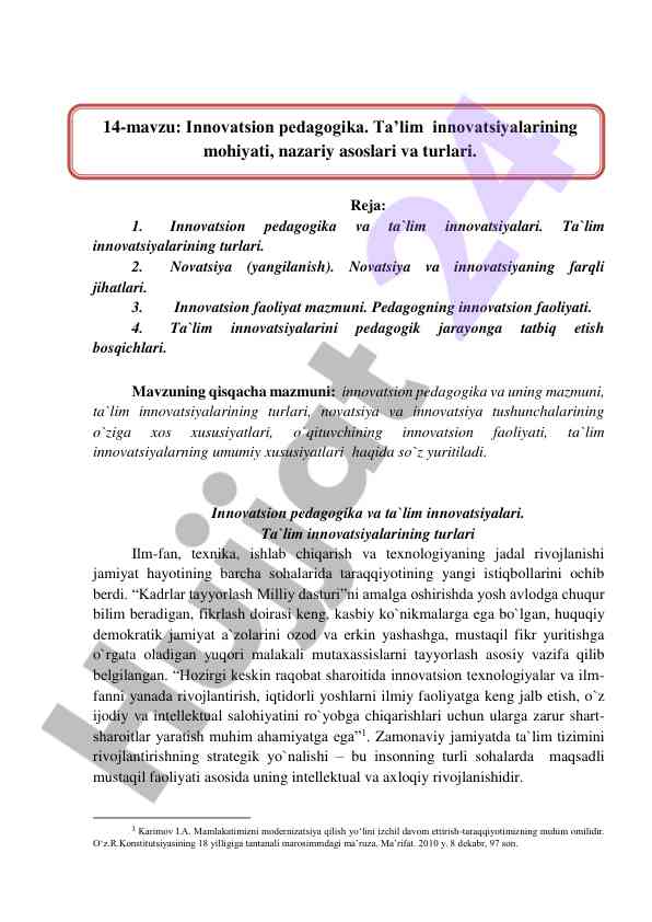 Innovatsion pedagogika va ta‘lim innovatsiyalari