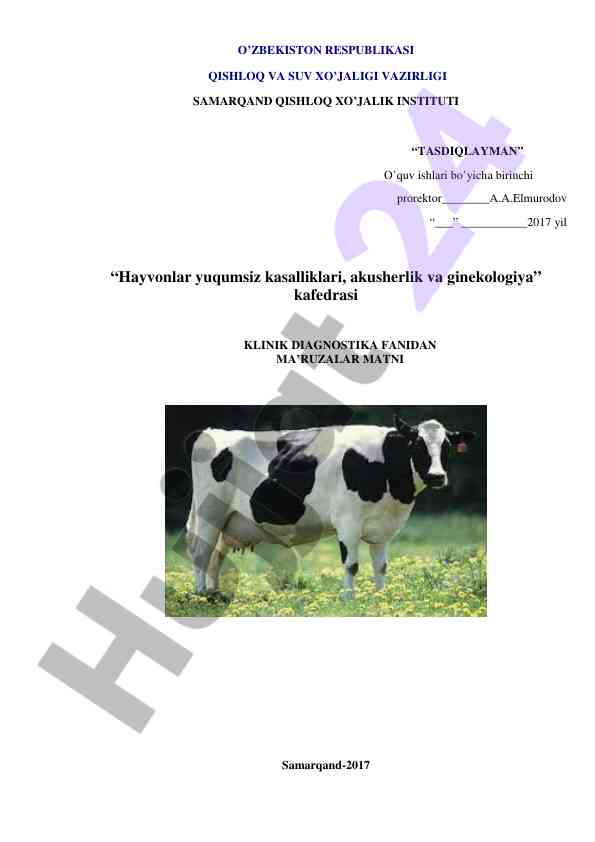 Klinik diagnostika fanidan ma'ruzalar matni