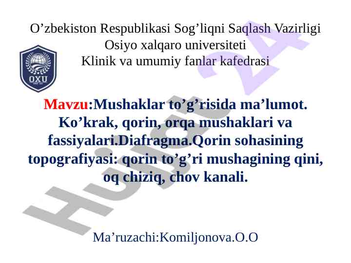 Mushaklar to‘g‘risida ma’lumotlar va tasniflar