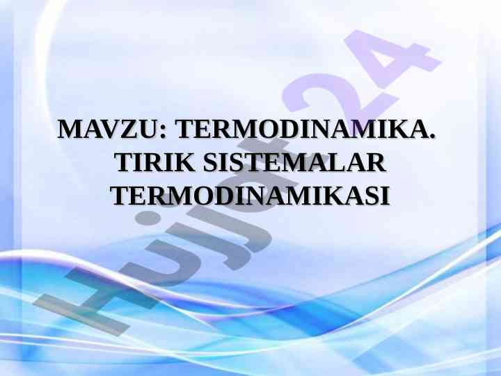 Termodinamika tirik sistemalar termodinamikasi