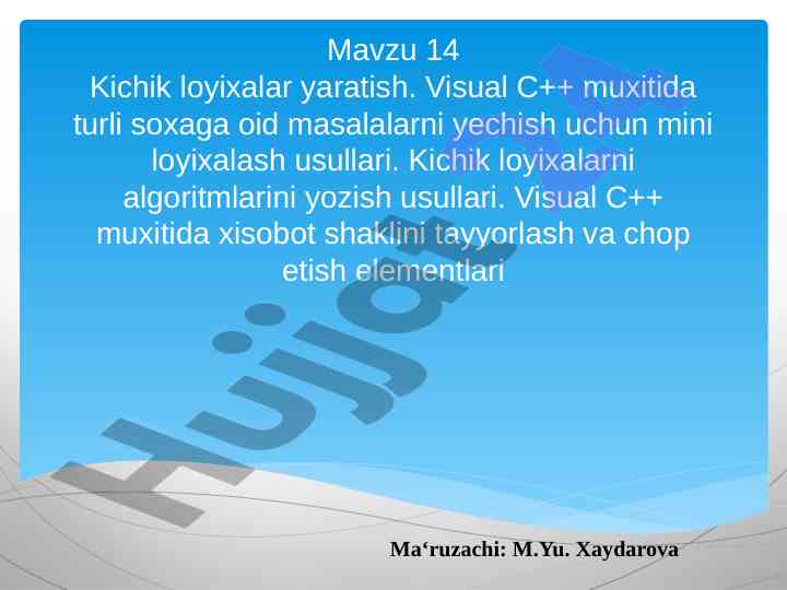 Kichik loyihalar yaratish visual c++ muxitida
