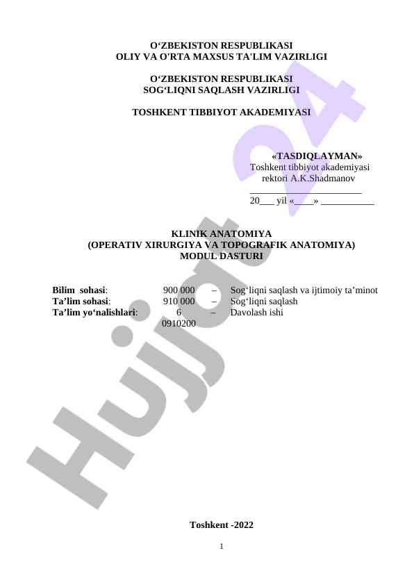 Toshkent tibbiyot akademiyasi klinik anatomiyasi