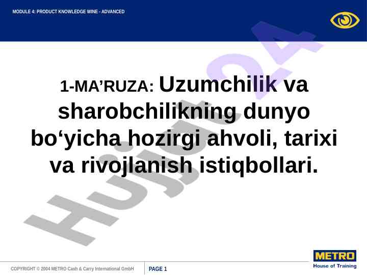 Uzumchilik va sharobchilikning hozirgi ahvoli