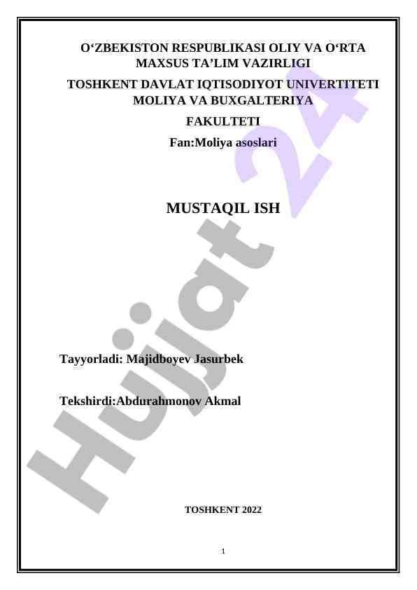 Kollektiv investitsiya vositalari tahlili