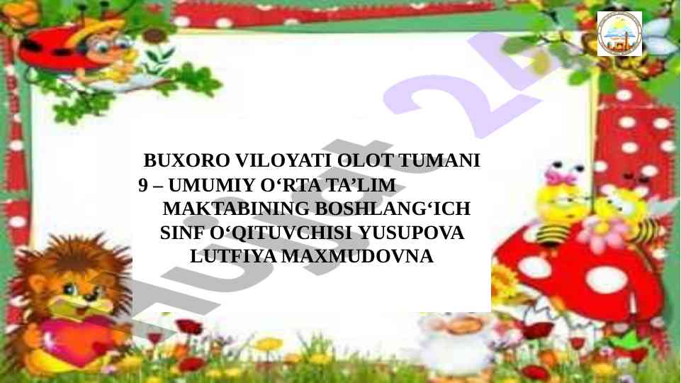Tovushlar va harflar mavzusida dars ishlanmasi