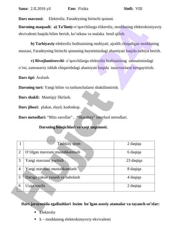 Elektroliz va faradeyning birinchi qonuni