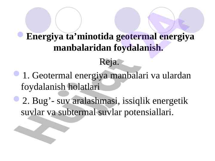 Geotermal energiyani ta’minotida foydalanish holatlari