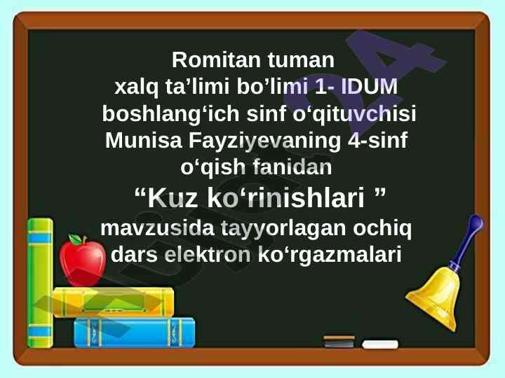 Kuz ko‘rinishlari mavzusida ochiq dars