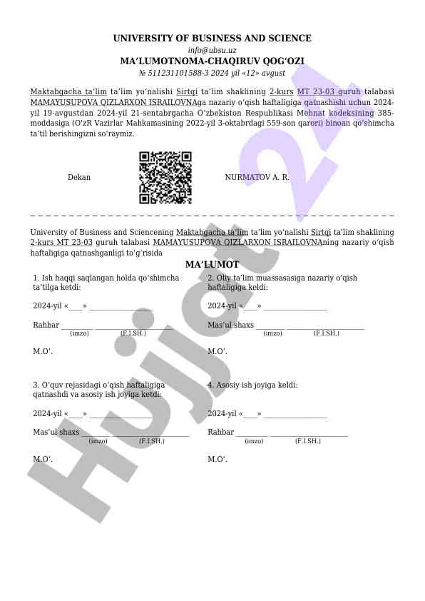 Nazariy o‘qish haftaligiga kutish talabi