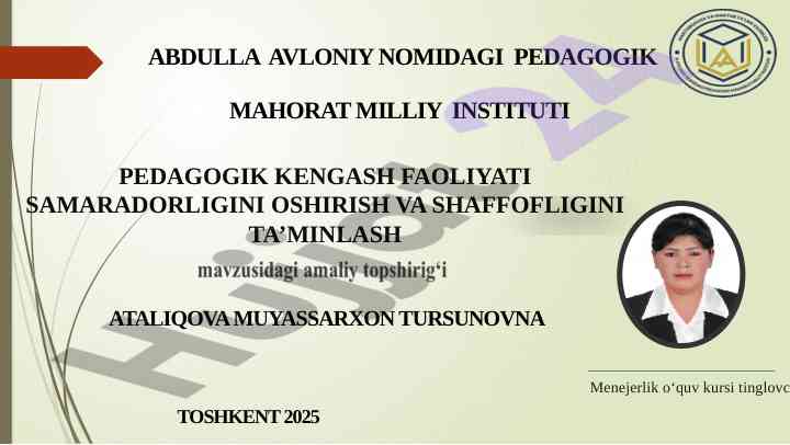 Pedagogik kengash faoliyatini samaradorligi va shaffofligi