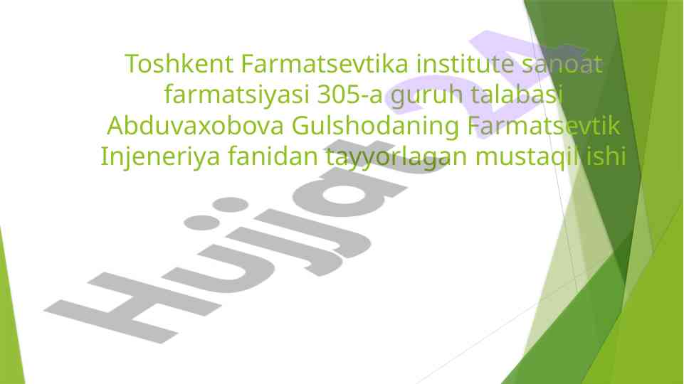 Absorberlarning farmatsevtika sanoatida qo'llanishi