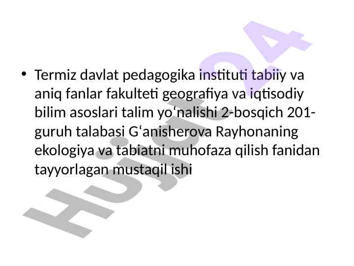 O'zbekistonda yer resurslaridan foydalanish taqdimoti