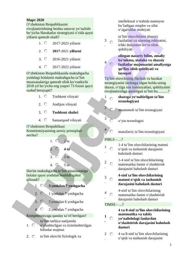 O‘zbekiston respublikasini rivojlantirish strategiyasi
