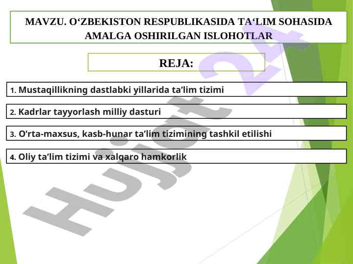 O‘zbekiston respublikasi taʼlim tizimidagi islohotlar