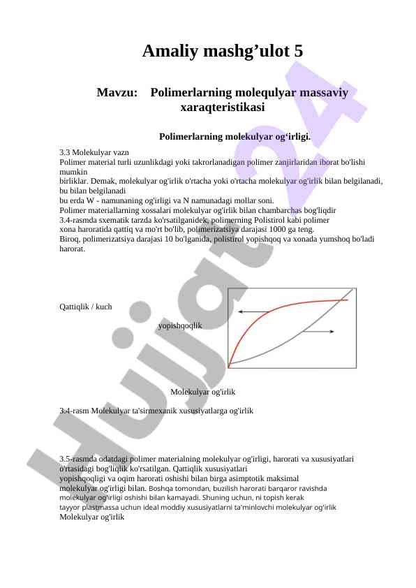 Polimerlarning molequlyar massaviy xaraqteristikasi