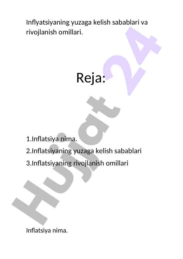 Inflatsiyaning yuzaga kelish sabablari va rivojlanish omillari