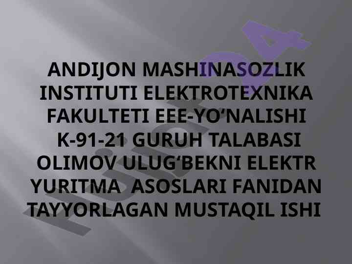 Asinxron motorlarni boshqarish sxemalari