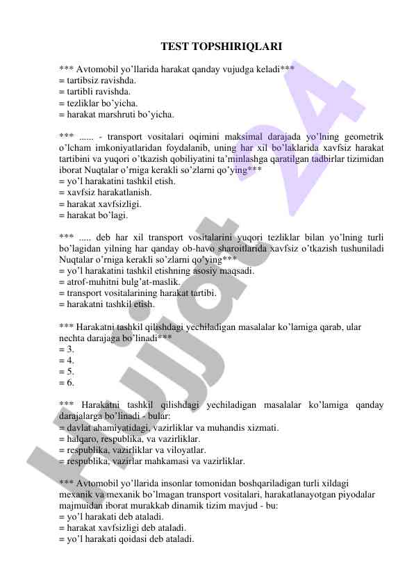 Avtomobil yo'llarida harakat tashkili dasturi