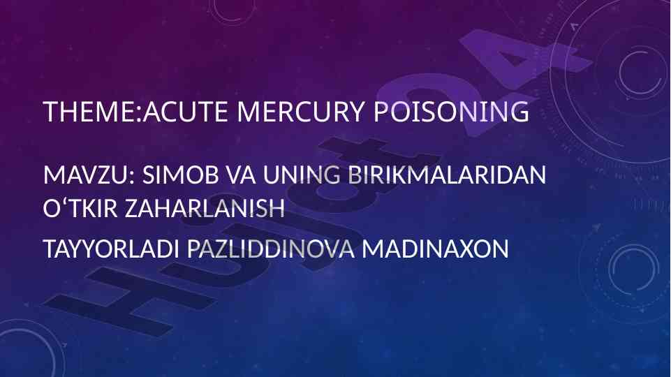 Simob va uning birikmalaridan oʻtkir zaharlanish