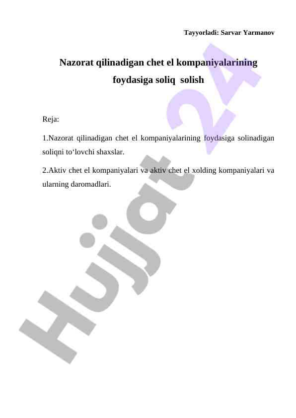 Nazorat qilinadigan chet el kompaniyalariga soliq solish