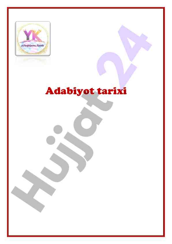 Adabiyot tarixi va tarjima asarlari tahlili
