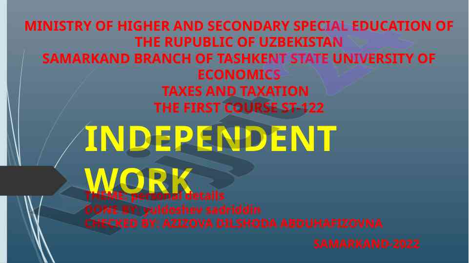 Independent work on personal details and information