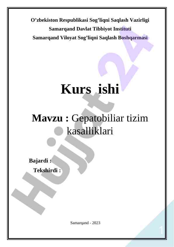 Gepatobiliar tizim kasalliklari tahlili