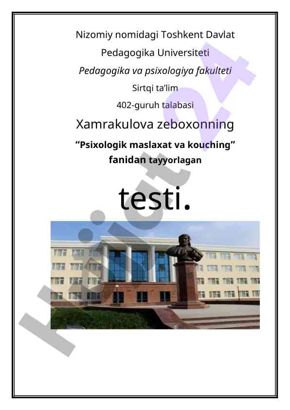 Psixologik maslaxat va kouching fanidan test