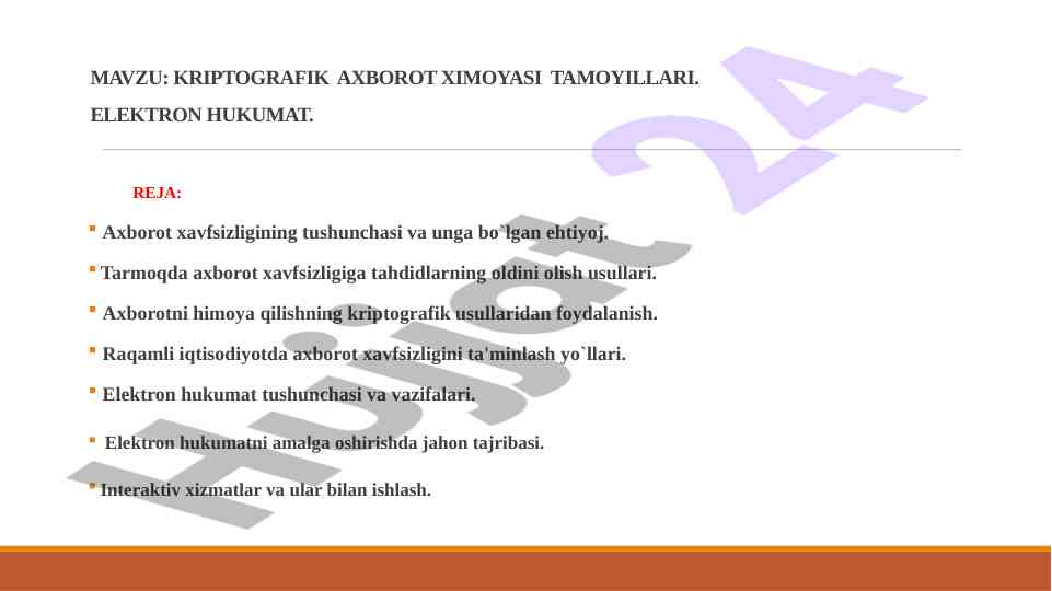 Kriptografik axborot himoyasi tamoyillari