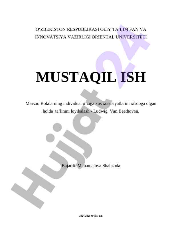 Bolalarning Xususiyatlariga O‘zgacha Ta’lim Loyalash