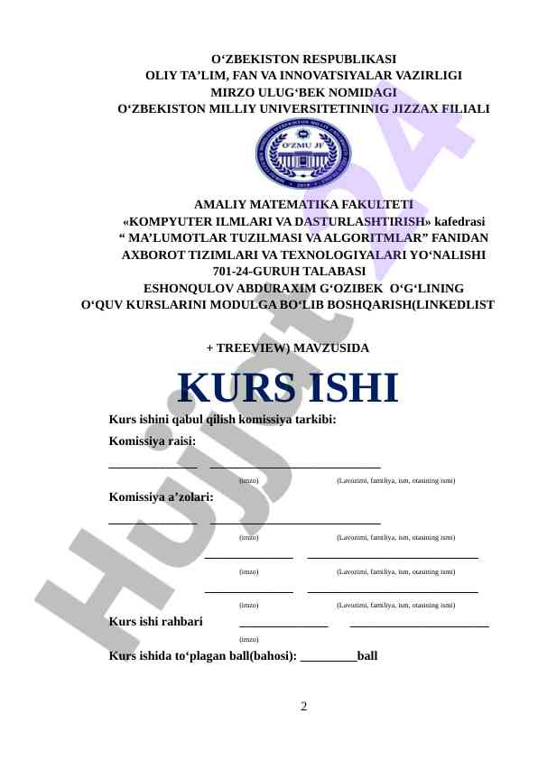 Oʻquv kurslarini modulga bo‘lib boshqarish