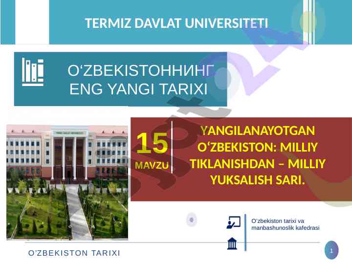 Yangi tarix: milliy tiklanishdan milliy yuksalish sari