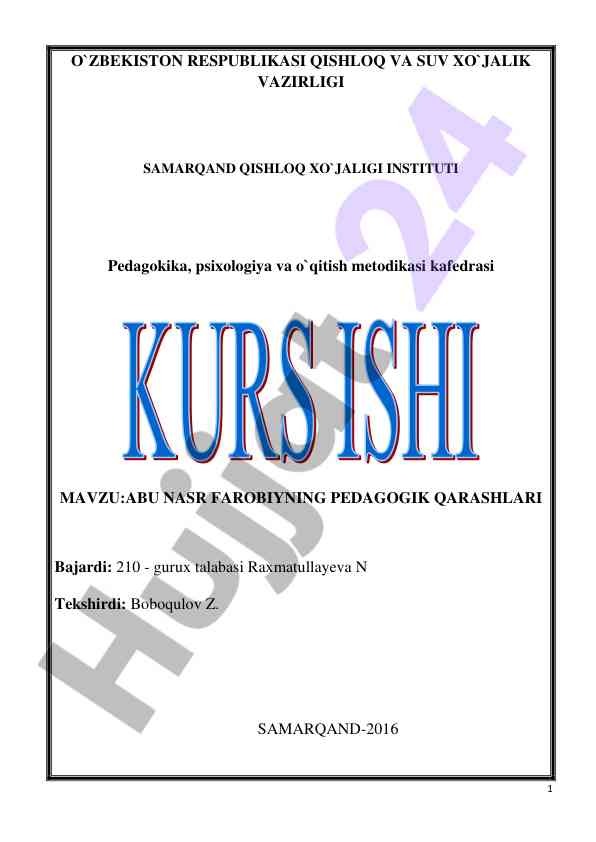 Abu nasr farobiy va uning pedagogik qarashlari
