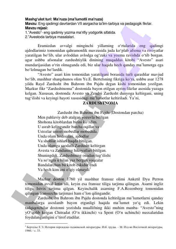 Eng qadimgi davrlardan vii asrgacha ta’lim-tarbiyalarda