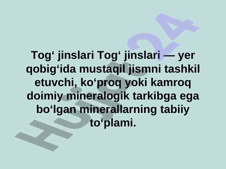 Tog‘ jinslari klassifikatsiyasi tahlili