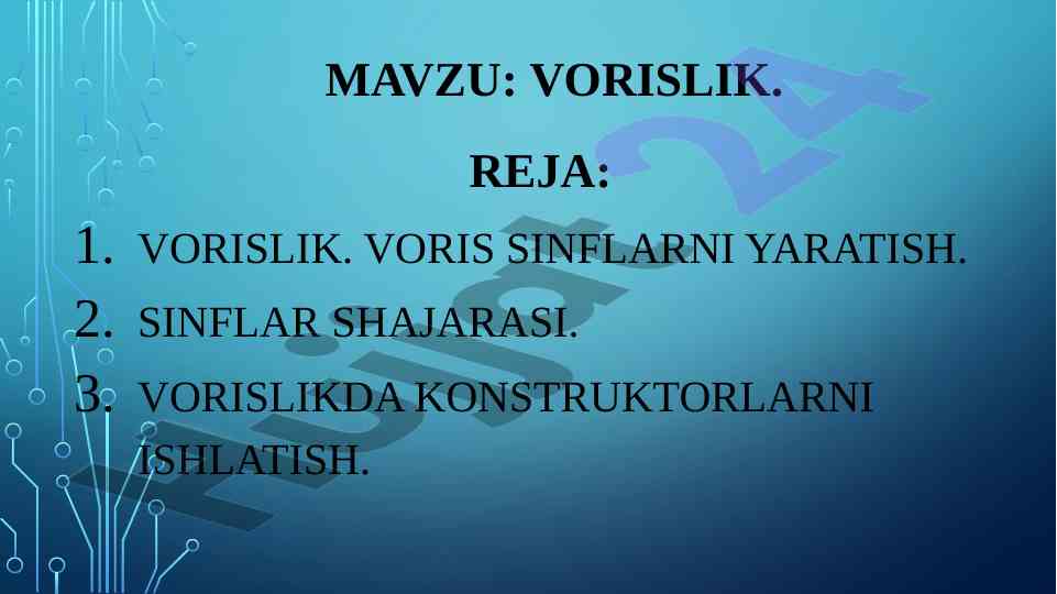 Vorislik va dasturlashda sinflarni yaratish