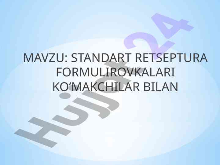 Standart retseptura formulirovkalarining tahlili