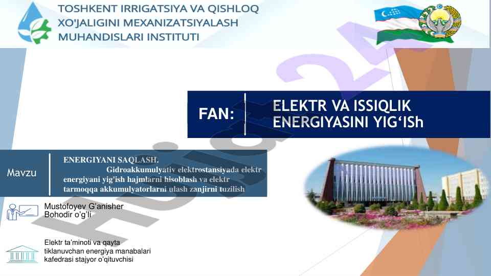 Energiya saqlash va gidroakkumulyativ elektrostansiyalar