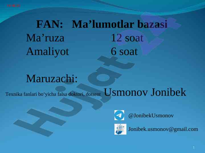 Ma’lumotlar bazasi va axborot tizmlari tushunchalari