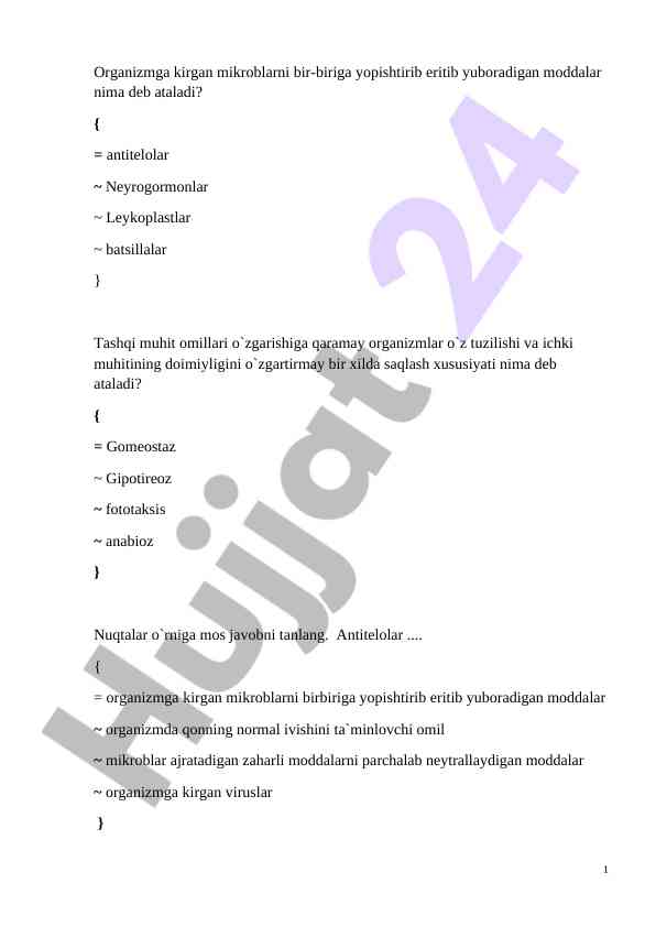Mikroblarga qarshi moddalar va gomeostaz tushunchasi