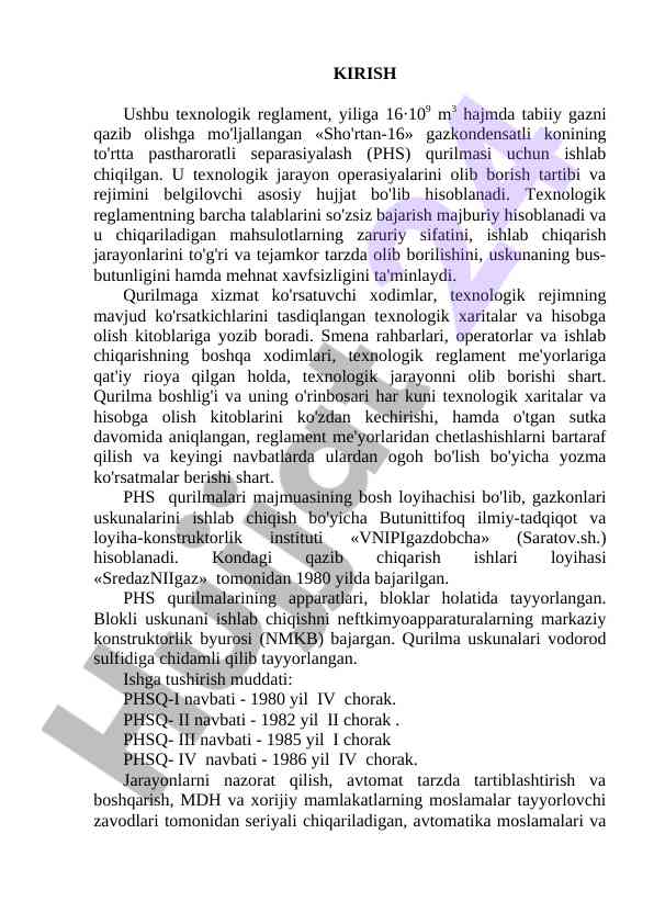Qazib olish texnologik reglamenti bo'yicha tavsiyalar