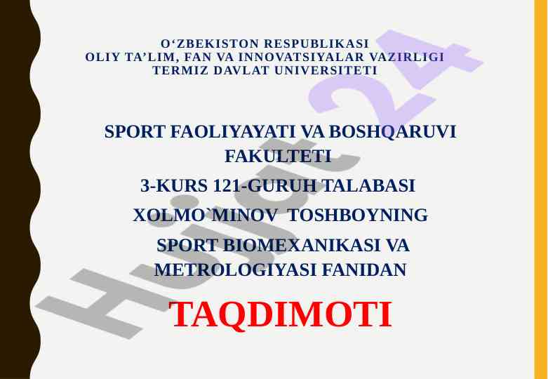 Sport biomexanikasi fanining obyekti va maqsadlari