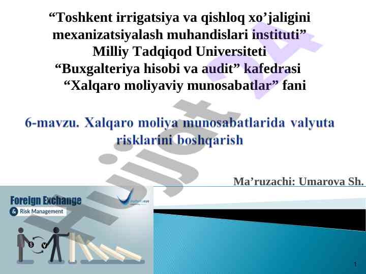 Valyuta risklariga doir ta’limotlar va tahlillar