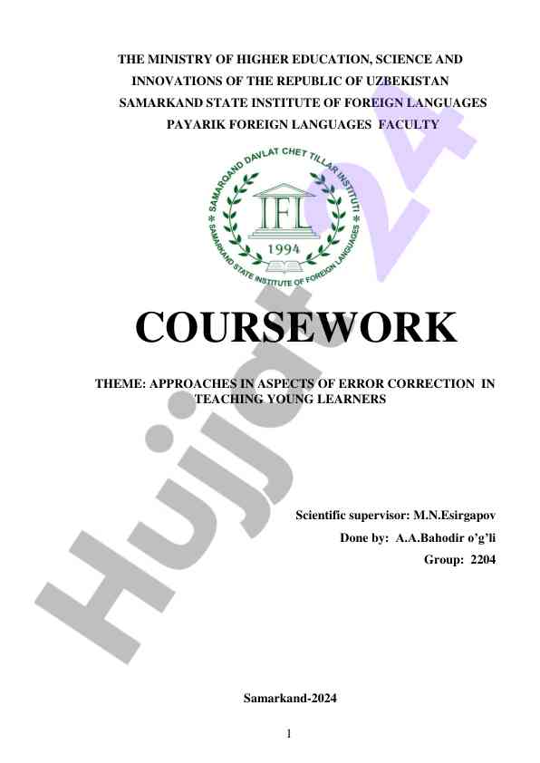Approaches in error correction for young learners
