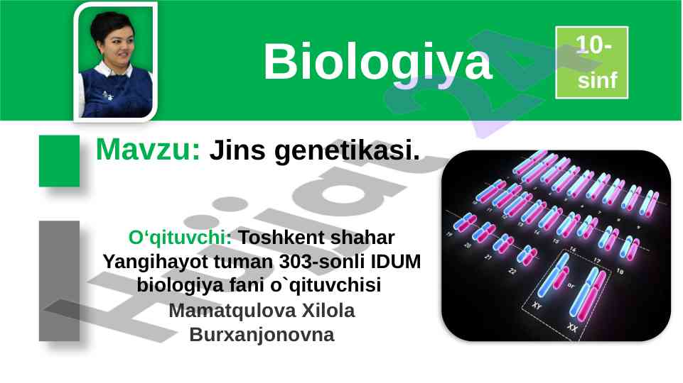 Jins genetikasi mavzusi bo'yicha o'quv qo'llanma