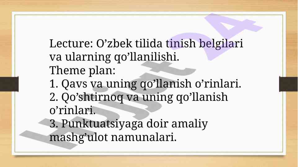 O’zbek tilida tinish belgilari va ularning qo’llanilishi